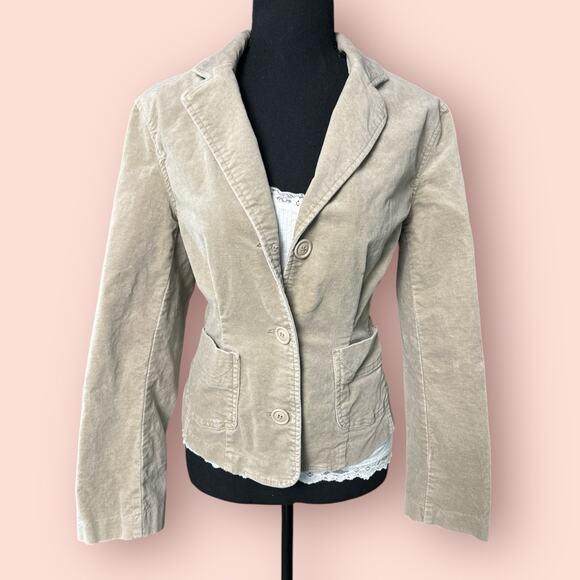 Y2k Velvet Blazer Jacket Womens Size Medium Petite Button Business Corpcore Vtg - Picture 1 of 4